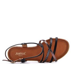 Flat sandals in faux leather for women