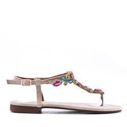 Flat sandals in faux leather for women