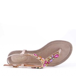 Flat sandals in faux leather for women