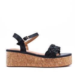 Women's faux leather wedge sandal