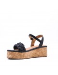 Women's faux leather wedge sandal