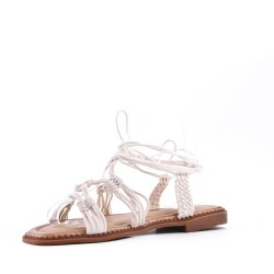 Flat sandals in a material mix for women