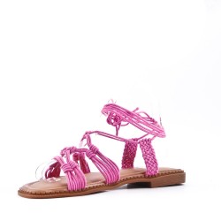 Flat sandals in a material mix for women