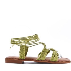 Flat sandals in a material mix for women