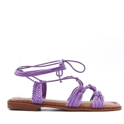 Flat sandals in a material mix for women