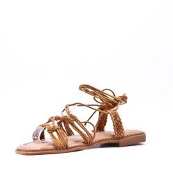 Flat sandals in a material mix for women