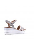 Mixed material wedge sandal