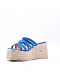 Mixed material wedge sandal