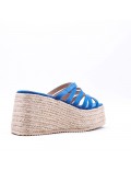 Mixed material wedge sandal