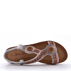 Flat sandals in a material mix for women