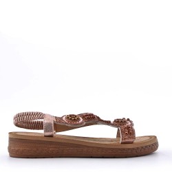 Flat sandals in a material mix for women