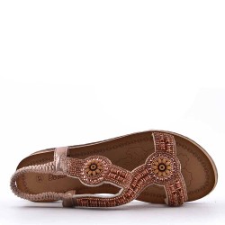 Flat sandals in a material mix for women