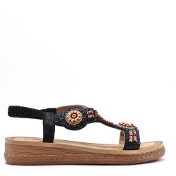 Flat sandals in a material mix for women