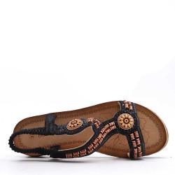 Flat sandals in a material mix for women