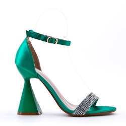 Mix-materials heeled sandal 