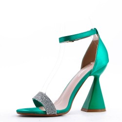 Mix-materials heeled sandal 