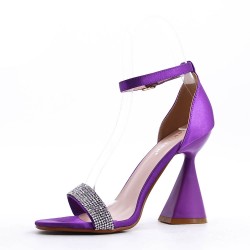 Mix-materials heeled sandal 