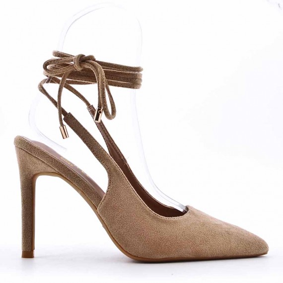 Faux suede heeled sandal