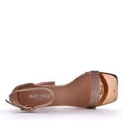Sandale à talon en simili cuir