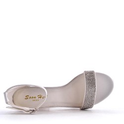 Mix-materials heeled sandal 