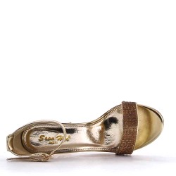 Mix-materials heeled sandal 