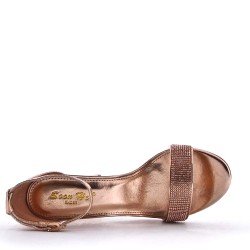 Mix-materials heeled sandal 