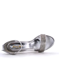 Mix-materials heeled sandal 