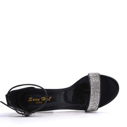 Mix-materials heeled sandal 