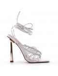 Mix-materials heeled sandal 