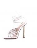 Mix-materials heeled sandal 