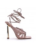 Mix-materials heeled sandal 