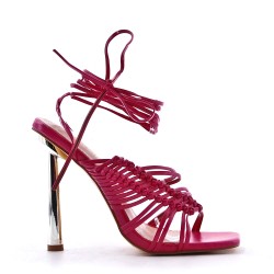 Mix-materials heeled sandal 