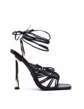 Mix-materials heeled sandal 