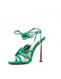 Mix-materials heeled sandal 