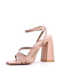 Mix-materials heeled sandal 