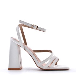 Mix-materials heeled sandal 