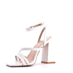 Mix-materials heeled sandal 