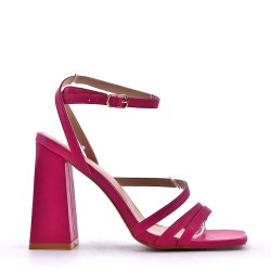 Mix-materials heeled sandal 