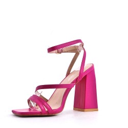 Mix-materials heeled sandal 