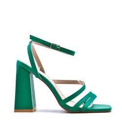 Mix-materials heeled sandal 