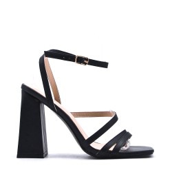 Mix-materials heeled sandal 