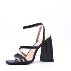 Mix-materials heeled sandal 