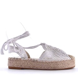 Wedge espadrilles in material mix for women