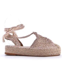Wedge espadrilles in material mix for women
