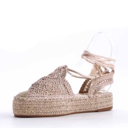 Wedge espadrilles in material mix for women