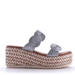 Wedge espadrilles in material mix for women