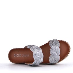 Wedge espadrilles in material mix for women