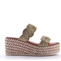 Wedge espadrilles in material mix for women