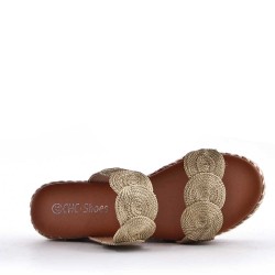 Wedge espadrilles in material mix for women