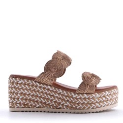 Wedge espadrilles in material mix for women